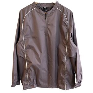 Rawlings Athletic Wear Grey Quarter Zip Rain Wind Breaker Cinch Medium Men's NWT